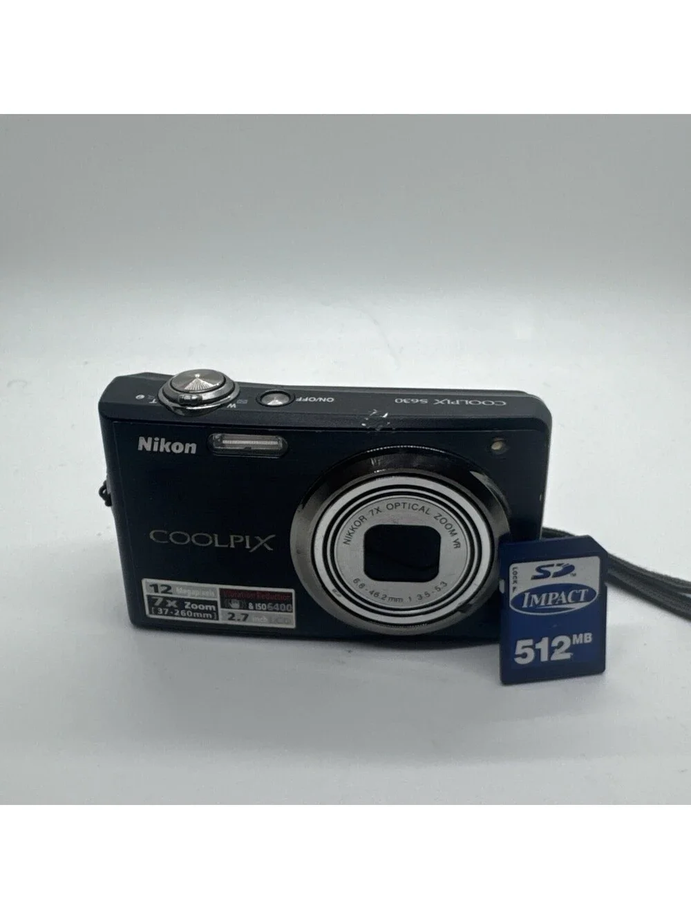 Nikon Coolpix S630 12MP Digital Camera Black 7x Optical Compact Works No Battery